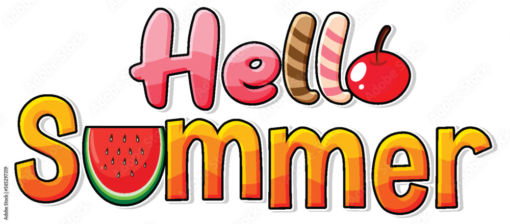 Sticker Hello summer text for poster or banner design