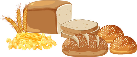 Various types of breads