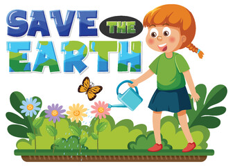 Save the earth text for banner or poster design