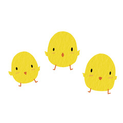 Three chick cartoon character illustration for decoration on animal and farm concept.