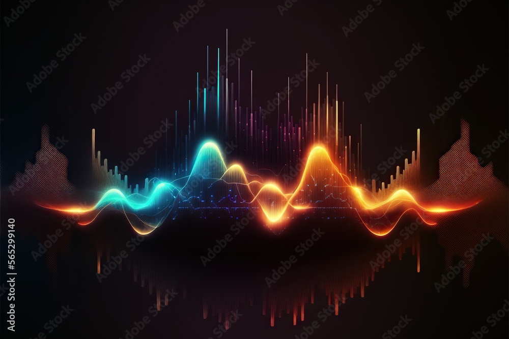 Poster abstract sound waves. frequency audio waveform, music wave hud interface elements, voice graph signa