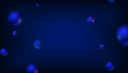 dark blue neon background with flying 3d balls