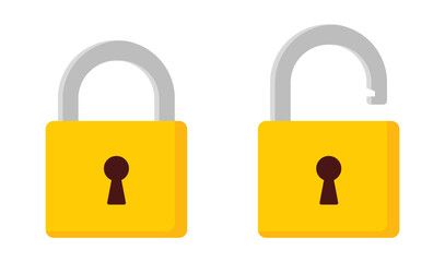Lock icon set. Lock open and lock closed icons. Locked and unlocked sumbol. Padlock symbol - stock vector.