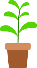 Green ornamental plant tree in pot drawing doodle icon PNG