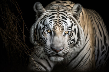 Portrait of a wild white tiger in natural habitat, generative ai