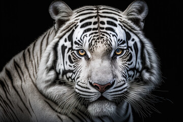 Portrait of a wild white tiger in natural habitat, generative ai