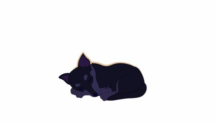 Animated sleeping cute dog. Sleepy puppy. Falling asleep. Full body flat animal silhouette on white background with alpha channel transparency. Color cartoon style 4K video footage for animation