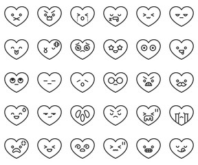 Heart emoji line vector icon set 2