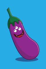 eggplant monster vegetable cute vector animation icon
