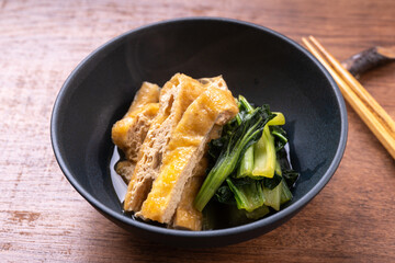 ターサイと油揚げの煮びたし