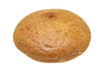  freshly baked round loaf of bread on a white background