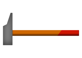 marteau avec manche orange et rouge