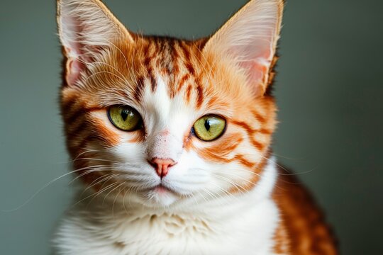 Close up illustration photo of a cute cat on clean background looking at the camera