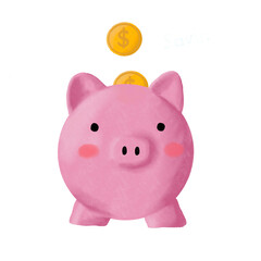 Cute pink piggy bank