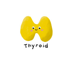 Hand drawn illustration of thyroid gland in a cute style
