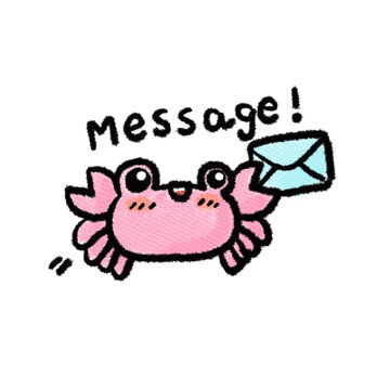 A cute crab character holding an envelope