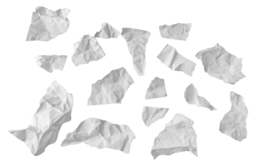 Crumpled paper set collection isolated on white