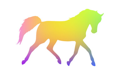 Running horse silhouette in Smooth colors. Colorful horse isolated on white background. Horse silhouette illustration. vector 