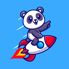 Cute Panda Riding Rocket Cartoon Vector Icon Illustration. 
Animal Transportation Icon Concept Isolated Premium 
Vector. Flat Cartoon Style