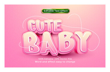 Cute Baby text, 3D style Editable Text Effect