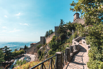 Fototapeta na wymiar Fortress of Guaita in the Republic of San Marino, Italy