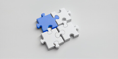 four puzzle pieces on white background