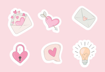 Set of vector stickers for Valentine's Day 