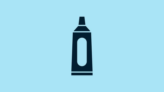 Blue Tube of toothpaste icon isolated on blue background. 4K Video motion graphic animation