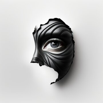 generative ai black mask isolated on white background