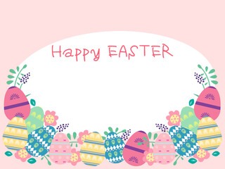 イースターエッグと春のお花のフレーム