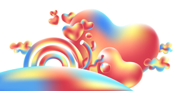 Fantasy rainbow land. Sweet love concept. Vector illustration