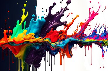 splash of bright liquid colors with splashes generative ai illustration, background