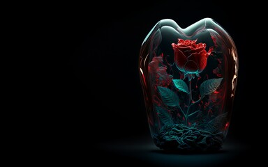 Valentines Day Heart Made of Red Rose, Generative AI Art Illustration