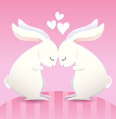 Fototapeta premium Conejos enamorados vectores