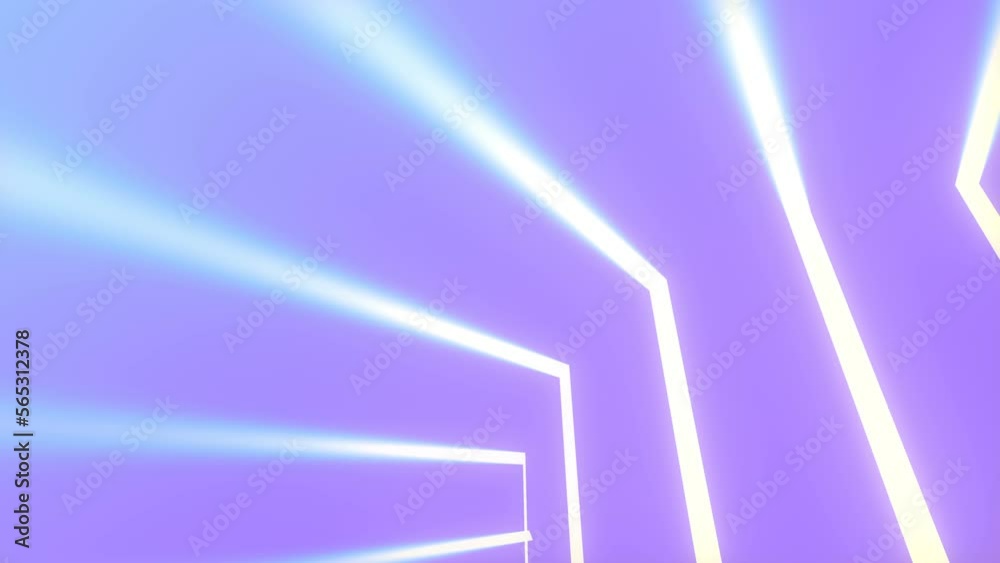 Poster Creative background with bright floating strips of light on the surface with a trendy neon gradient. Concept design. Digital seamless loop animation. 3d rendering. 4K, Ultra HD resolution