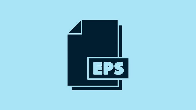 Blue EPS file document. Download eps button icon isolated on blue background. EPS file symbol. 4K Video motion graphic animation