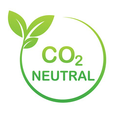 Carbon neutral sign or icon. Green leaves in a circle