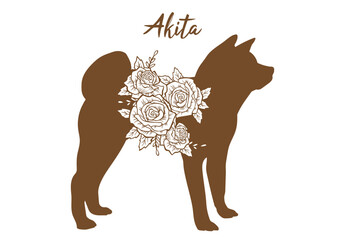 Akita with flower