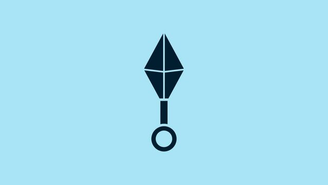 Blue Japanese ninja shuriken icon isolated on blue background. 4K Video motion graphic animation