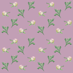 Watercolor seamless pattern with hand drawn delicate pink peony flowers, buds and leaves. Isolated on color background. For invitations, wedding, love or greeting cards, paper, print, textile