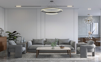 Interior design of modern apartment. Interior mockup, 3d render	