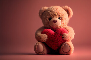 Teddi mit Herz als Geschenk zu Valentinstag - Generative Ai