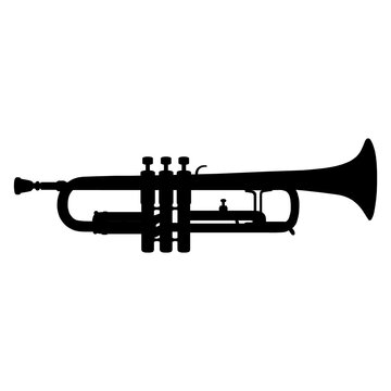 Instrumento musical. Silueta aislada de trompeta