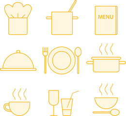 Yellow restaurant icons - 565315305