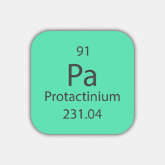 Protactinium symbol. Chemical element of the periodic table. Vector illustration.