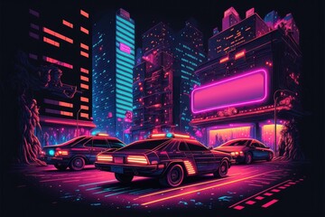 Obraz na płótnie Canvas A cyberpunk futuristic japanese city at night ,made with Generative AI
