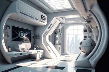 Futuristic hospital and medical treatment room ,made with Generative AI