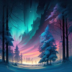 Fototapeta na wymiar Colorful mountain landscape, background illustration ,made with Generative AI