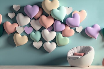 Colorful hearts valentine's day background ,made with Generative AI