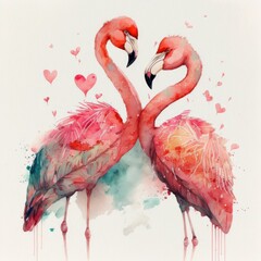 Colorful paint love heart shaped concept with birds, Valentine's Day ,made with Generative AI